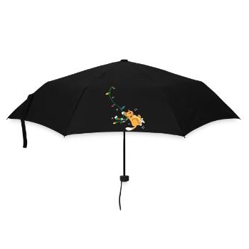 Lustige Weihnachtskatze, die Weihnachtsfeiertags-Haustier schwingt - Regenschirm (klein) - Schwarz - Vorne