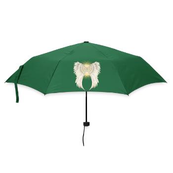 weiß goldene Engelsflügel mit strahlenden Stern - Regenschirm (klein) - Flaschengrün - Vorne