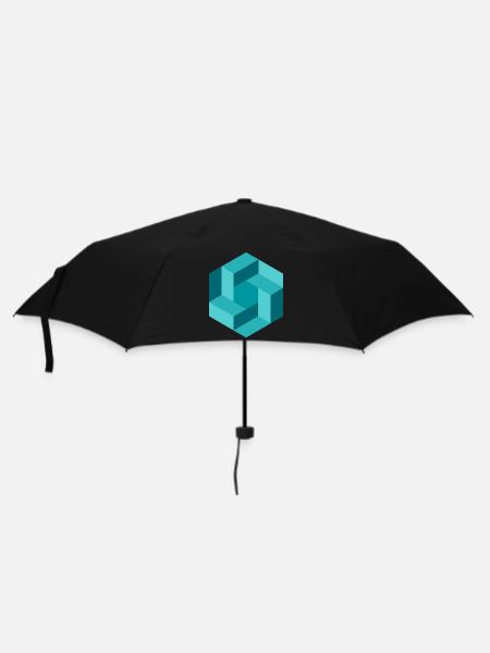 Abstrakte Geometrie in Blau - Regenschirm (klein) - Schwarz