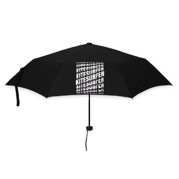 Kitesurfen Kiteboarding Kite Wassersport Geschenk - Regenschirm (klein) - Schwarz - Vorne
