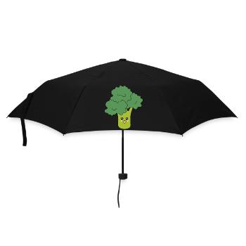 Kawaii Brokkoli Gemüse vegan - Regenschirm (klein) - Schwarz - Vorne