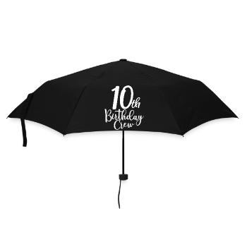 10th Birthday Crew B-day Party Squad 10 Years Old - Umbrella (small) - black - Front