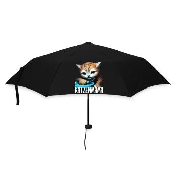Katzen Mama Katzen Sprüche Katzenmotiv Geschenk - Regenschirm (klein) - Schwarz - Vorne