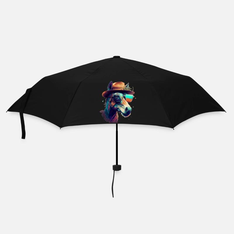 Ein lustiger Esel oder Maultier mit Brille und Hut - Regenschirm (klein) - Schwarz