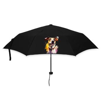 Jack Russel Hund Aquarell | Cooles Motiv - Regenschirm (klein) - Schwarz - Vorne