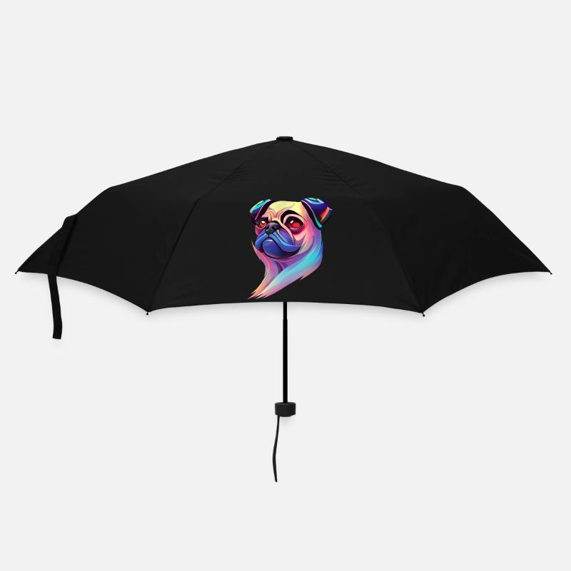 Mops - Regenschirm (klein) - Schwarz