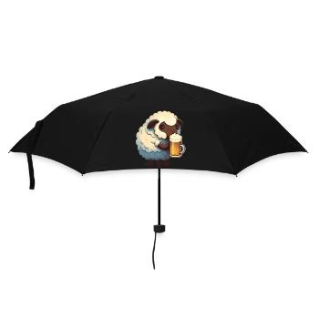 Little cute sheep with beer - Umbrella (small) - black - Front