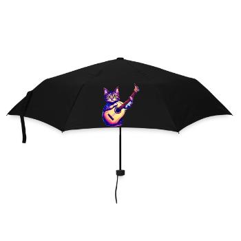 Guitariste Chat domestique Chat Chat Guitare Chat Chaton - Parapluie standard - noir - Devant