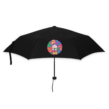 Tiny House Live Simple avec contour violet - Parapluie standard - noir - Devant