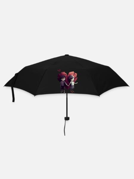 Origami Love – Hands and Hearts - Umbrella (small) - black