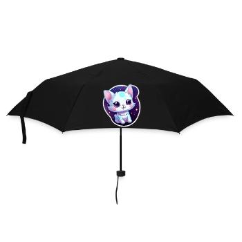 « Kitty Galaxy: Dessin animé mignon flottant dans l’espace » - Parapluie standard - noir - Devant