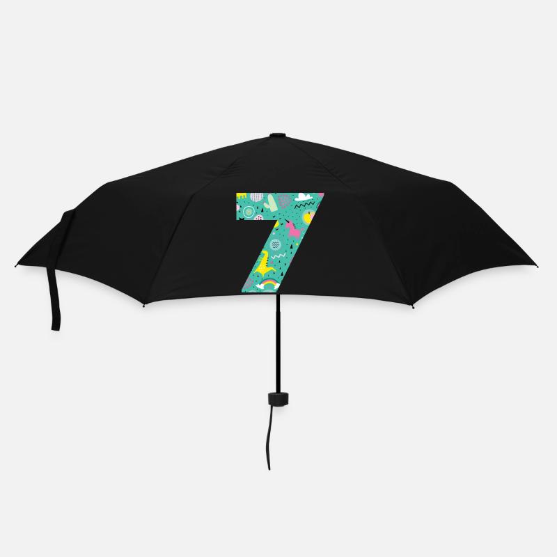 Personalisierte Geburtstagsnummer 7 - Regenschirm (klein) - Schwarz