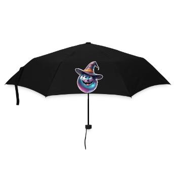 Magische Kugel / Hexenhut / Gesicht / lustig - Regenschirm (klein) - Schwarz - Vorne