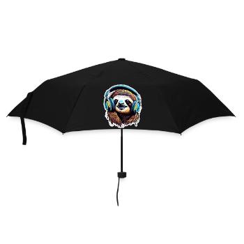 Headphones / Audio / Music / Animal / Sloth / Cool - Umbrella (small) - black - Front