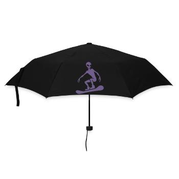 Design minimaliste : Alien Snowboarder - Parapluie standard - noir - Devant