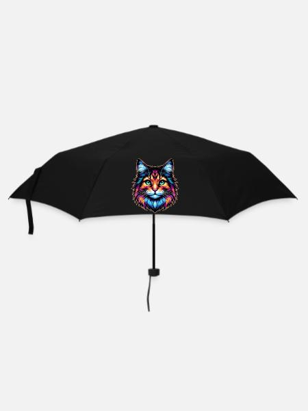 Katze - Regenschirm (klein) - Schwarz