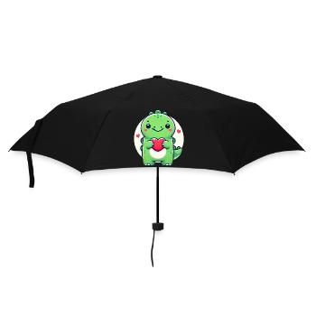 Adorable Dino with Heart Cartoon - Umbrella (small) - black - Front