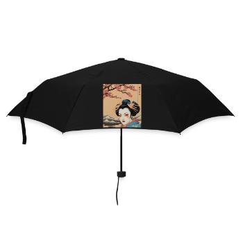 Traditionelle japanische Geisha-Kunstwerke - Regenschirm (klein) - Schwarz - Vorne
