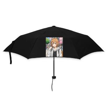 Personnage d’anime dans la rue de la ville - Parapluie standard - noir - Devant