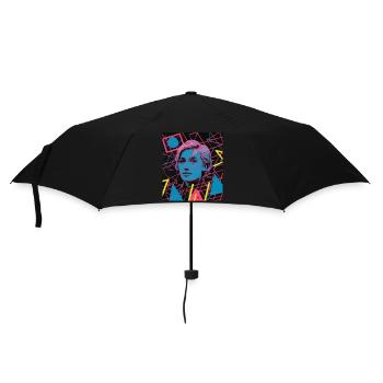Abstract portrait with neon shapes - Umbrella (small) - black - Front