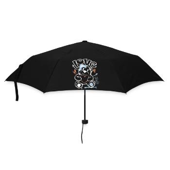 Cuddly Bear with Heart – Love Motif Graffiti Design - Umbrella (small) - black - Front