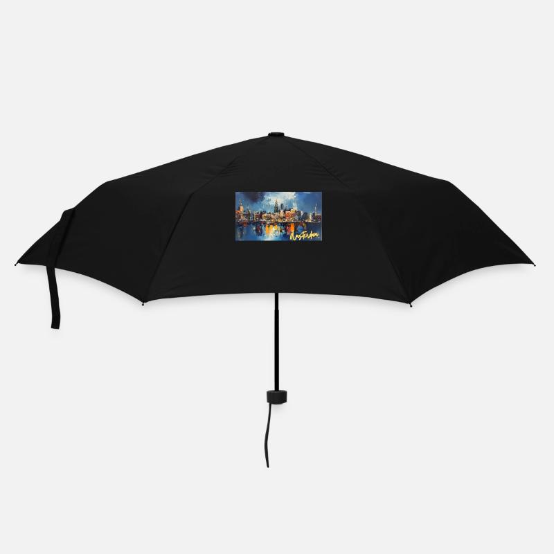 Amsterdam Blue Night Skyline Abstract - Umbrella (small) - black
