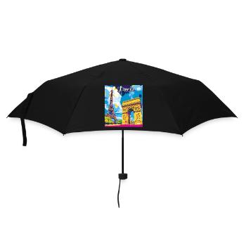 Pariser Pop-Wahrzeichen - Regenschirm (klein) - Schwarz - Vorne