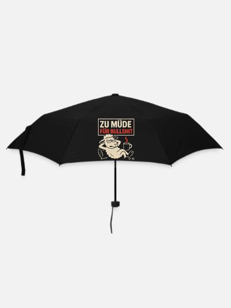 ZU MÜDE FÜR BULLSHIT – Statementshirt mit Schaf - Regenschirm (klein) - Schwarz