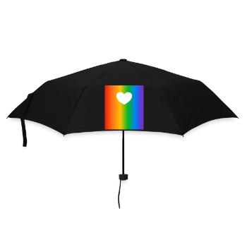 Regenbogen Farbverläufe Farben Herz - Regenschirm (klein) - Schwarz - Vorne