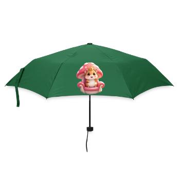 Cute hamster with crown on mushroom throne - Umbrella (small) - bottlegreen - Front
