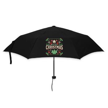 Frohe Weihnachten Retro Typo ugly stil - Regenschirm (klein) - Schwarz - Vorne