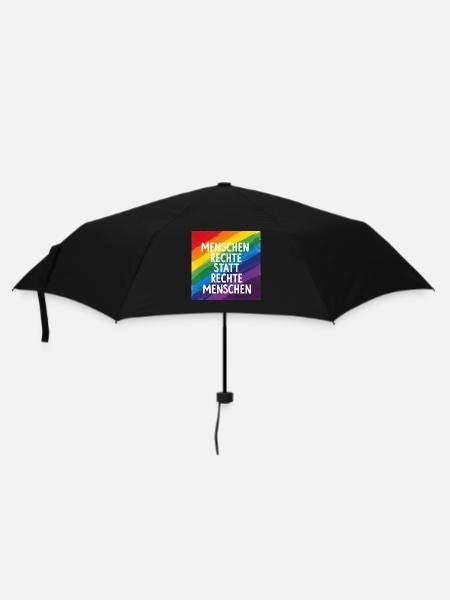 Menschenrechte statt rechte Menschen Regenbogen - Regenschirm (klein) - Schwarz