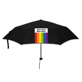 LGBT, willkommen Bem-vindas Bem-vindos Portugiesisch - Regenschirm (klein) - Schwarz - Vorne