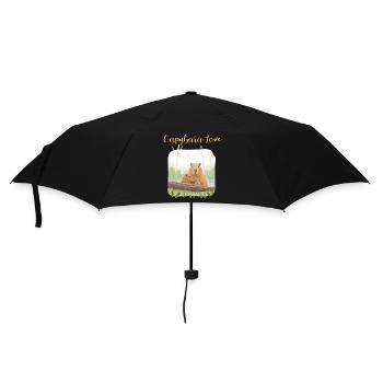 T-Shirt-Design „Capybara Love“ - Regenschirm (klein) - Schwarz - Vorne