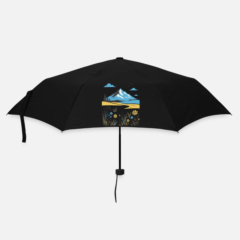 Paysage montagneux avec prairies fleuries - Parapluie standard - noir