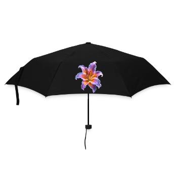 Leuchtende Lilie Abstraktes Florales Kunst  Motiv - Regenschirm (klein) - Schwarz - Vorne
