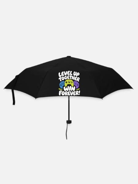 Level Up Together Win Forever - Regenschirm (klein) - Schwarz
