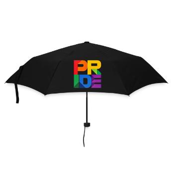 Pride Modern Block Design Regenbogen Schriftzug - Regenschirm (klein) - Schwarz - Vorne