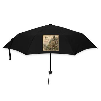 Hiking Backpack Retro Mural Nature Decoration Poster - Umbrella (small) - black - Front