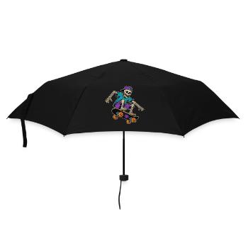Motif de T-shirt vintage Squelette Skateur Squelette - Parapluie standard - noir - Devant