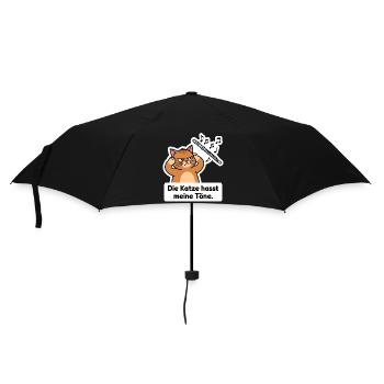 Flöte Katze Lustiges Musiker T-Shirt - Regenschirm (klein) - Schwarz - Vorne