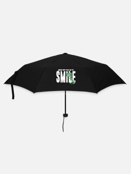 Dino Dinosaurier Lächeln Lachen Zähne Geschenk - Regenschirm (klein) - Schwarz