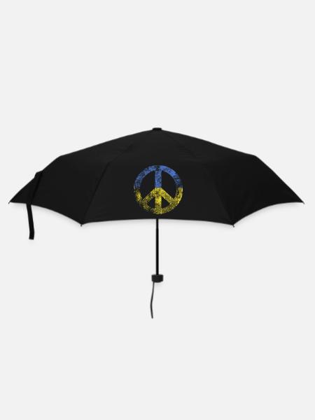 Peace sign Ukraine Stand for Ukraine Geschenk - Regenschirm (klein) - Schwarz