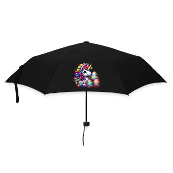 Easter Unicorn & Colorful Eggs - Umbrella (small) - black - Front