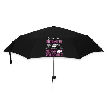 T shirt infirmière super pouvoir humour cadeau - Parapluie standard - noir - Devant