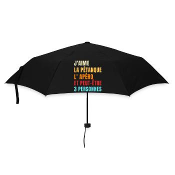 Pétanque et apéro humour phrase drôle cadeau - Parapluie standard - noir - Devant