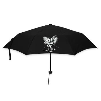 Owl on skis, winter sports adventure - Umbrella (small) - black - Front