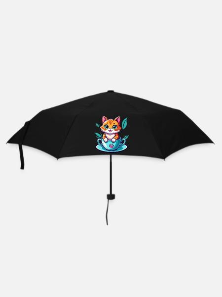 Chat en tasse - Parapluie standard - noir