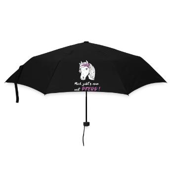 Mich gibts nur mit Pferd Mädchen Reiten Geschenk - Regenschirm (klein) - Schwarz - Vorne