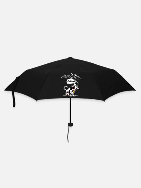 Swiss Cow - Grüezi - Switzerland Travel - Umbrella (small) - black